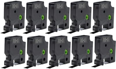 Label Tape Geschikt voor Dymo D1 45021 | 12 mm x 7 m | S0720610 - Wit op Zwart - 10 stuks - Geschikt voor: 100 100PLUS 120P 150 160 200 210D 220P 260P 280 300 350 350D 360D 400 400 Duo 420P 450 450D 450 Duo