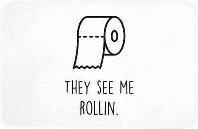 WC mat 60x40 cm - Antislip - Spreuk - WC papier - They see me rollin - Wit - Quotes - Toiletmat - Vloermat - Douchemat - Toilet tapijt - Toiletmatten