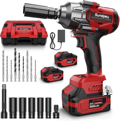 Accu Slagschroevendraaier - Draadloze Moerentrekker - Auto Reparaties - Borstelloze Motor - 1400 Nm Koppel - Zwart