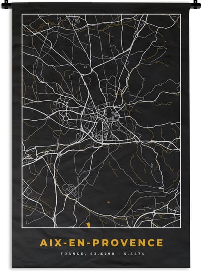 Wandkleed - Wanddoek - Stadskaart – Frankrijk – Kaart – Aix-en-Provence– Plattegrond - 120x180 cm - Wandtapijt