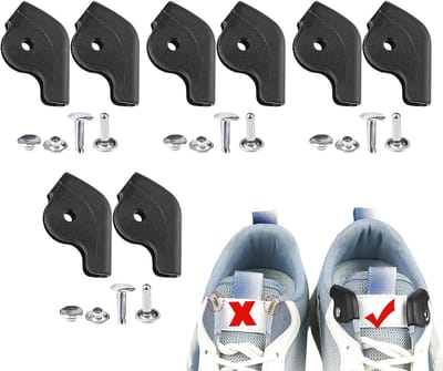 Schoen Oogjes - Veters Beschermers - Voorkom Slijtage - Anti-Frictie Plaatjes - 4 Paren - Zwart