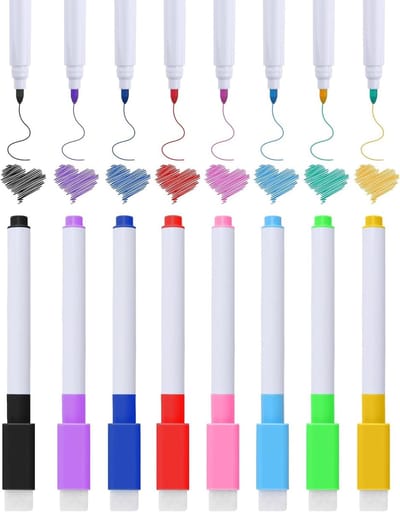 Set van 8 Magnetische Whiteboard Markers in 8 Kleuren - Fijne Punt (1-2mm) - Drooguitwisbaar en Geurloos - Perfect voor Kantoor, School en Koelkast