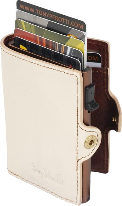 Tony Perotti Furbo RFID Leren Creditcardhouder met papiergeldvak - Wit/container Bruin