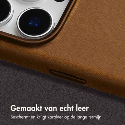 Accezz Hoesje - Geschikt voor iPhone 16 Pro Max - Vintage Leather geschikt voor MagSafe Backcover - Tabacco Cognac