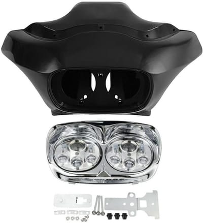 Motorfiets Kuip Set - Fairing Kit Motor - Motor Bescherming - Dubbele LED Koplamp - 5.75 inch - Ongelakt Zwart