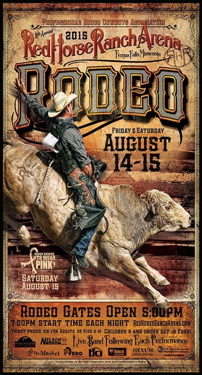 Signs USA - wandbord - dibond - Rodeo Promotie - 35 x 65 cm - Red Horse Ranch