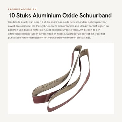 Dailygoods- Schuurband 75 x 533 mm - 10 Stuks - Aluminium Oxide - Slijtvast - Voor het verwijderen van bramen - Hoogwaardige kwaliteit - Schuurriem