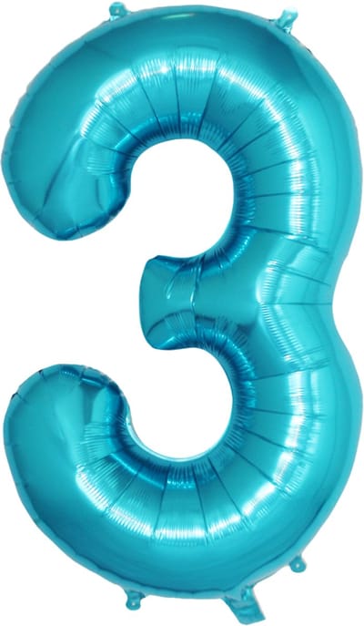 Folie Ballon Cijfer 3 Jaar Cijferballon Feest Versiering Folieballon Verjaardag Versiering Blauw XL 86Cm Met Rietje