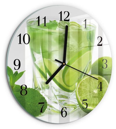 Tulup Wandklok - Calciumcarbonaat Moderne Glazen Wandklok - 30fi cm - Groente Wandklok Glas Met Motief - Zwarte Handen - Ronde Wandklok - Klok Glas Met Opdruk - Moderne Wandklok Glas