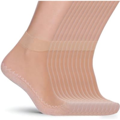 12 Paires Chaussettes Fines Femme, Chaussettes Cheville Nylon Couleur Peau Pour Femmes, Bas Cheville Légers Respirants beige