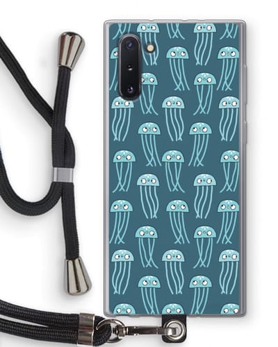 Case Company® - Hoesje met koord geschikt voor Samsung Galaxy Note 10 hoesje met Koord - Kwallie - Telefoonhoesje met Zwart Koord - Bescherming aan alle Kanten en Over de Schermrand
