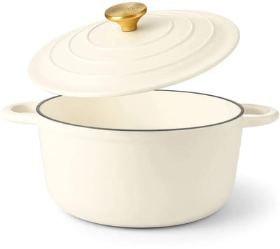 ISENVI Byron - Gietijzeren Emaille Braadpan met Deksel - 24 cm - Geschikt voor Inductie- PFAS, PTFE Vrij - Alle Warmtebronnen