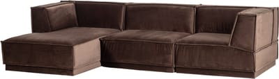 WOOOD Manu Chaise Longue Bank Links - Velvet - Bruin - 73x286x160