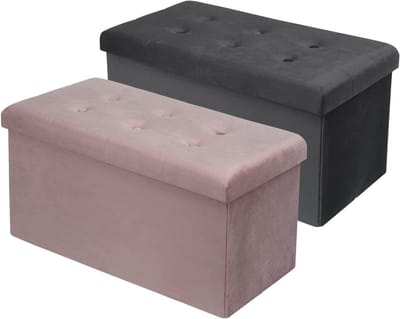 Opbergbank - Voetenbank kruk - Extra opbergruimte - Opklapbaar ontwerp - 76x38x38 cm - Grijs