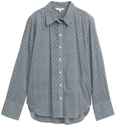 Tom Tailor - Overhemdblouse met patroon - Maat 36 - teal offwhite geometric design