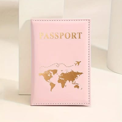 1 housse de passeport pour femme et homme en cuir synthétique, étui de voyage tendance pour passeport, carte d'identité, nom, cartes de visite, pochette de protection rose
