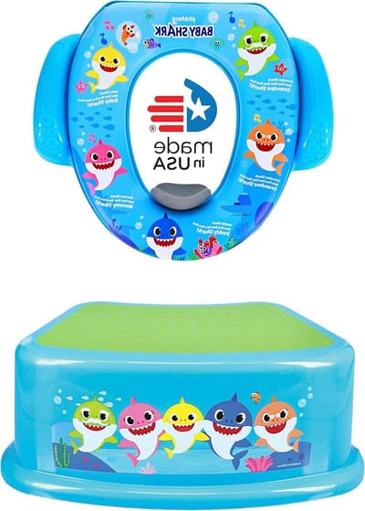Zindelijkheidstrainingsset Baby Shark - Potje en kruk - Zindelijkheidstraining kind - Inclusief opstapkruk - 5 inch diepte - Baby Haai