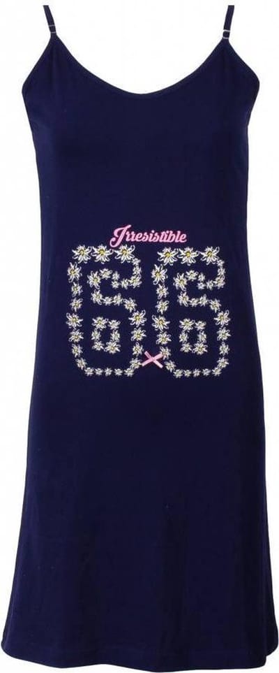 Irresistible Dames Nachthemd - Bloemenprint - Donker Blauw - Maat M