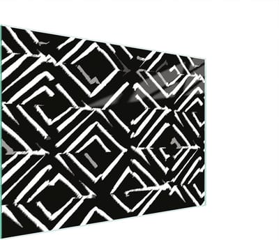 Glazen Werkblad Beschermer - Snijplank Kookplaat Deksel - Keuken Beschermen - Gehard Krasvast Glas - 30x22 cm - Zwart Patroon