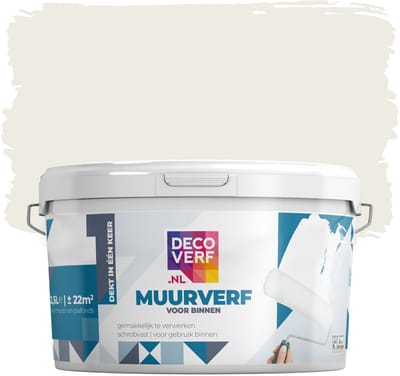 Decoverf muurverf mat 9010 gebroken wit, 2.5L
