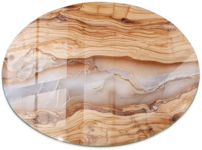 Tulup Tafelblad Glas - Natuurlijk Hout Met Hars Veiligheidsglas - 50 cm - Beige Gehard Glas - Rond Tafelblad Glas - Glazen Tafelblad voor Tuin of Terrastafels - Glazen Plaat