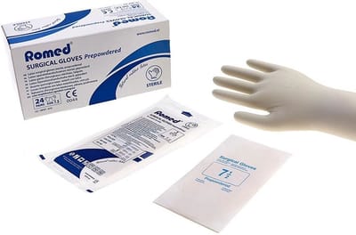 Romed latex operatiehandschoenen gepoederd steriel verpakt Maat 6.0 Romed - Wit - Latex - Steriel verpakt per paar en Gepoederd