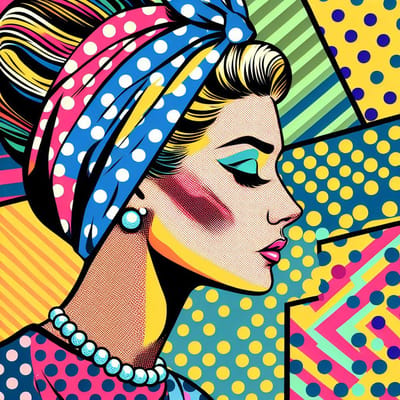 Pop art vrouw schilderij | Vibrant Vixen: A Contemporary Tribute to Feminine Pop Culture | Kunst - 40x40 centimeter op Canvas | Foto op Canvas