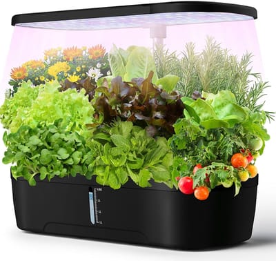 Hydroponisch kweeksysteem - 12 plantplekken, zwart | Slimme tuin, full-spectrum groeilamp, waterreservoir, kweekset zonder aarde