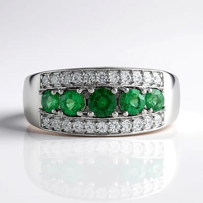 Cavill - Zilveren ring 925 sterling zilver met groene apatiet 1,246 ct - ronde edelstenen uit Madagaskar - ring met zirkonia - luxe elegante damesring