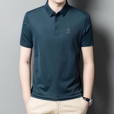 Zomer Nieuw Casual Heren T-shirt met Korte Mouwen Merk T-shirt voor Mannen Middelbare Leeftijd Polokraag Effen Kleur Heren Poloshirt XXXXL gray