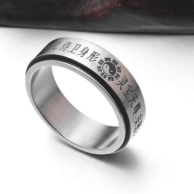 Style National Bague Rotative en Acier Titane Pur Chic Chine Ancienne Bijoux en Acier Inoxydable gray