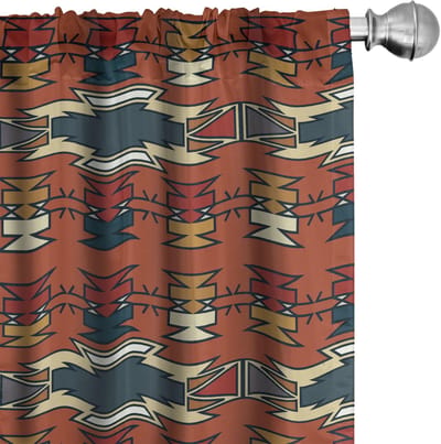 ABAKUHAUS 2x75x175 cm – etnische gordijnen Boho Azteekse – kaneel/multicolor