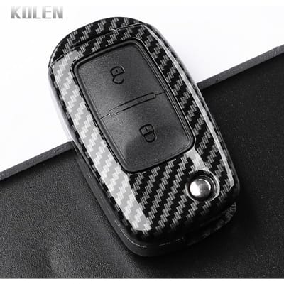 2 3 Boutons Coque Housse Étui Clé Voiture Fibre de Carbone Pour Vw Volkswagen Polo Tiguan Passat Golf 7 Jetta Skoda Kodiaq Superb Octavia Seat gray