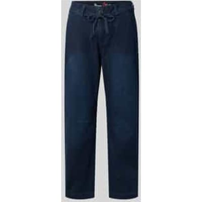Barrel fit jeans met franjes en vetersluiting