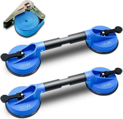 Dubbele Zuignap Lifter - Glasdrager - Gladde Oppervlakken Verplaatsen - Hoge Draagkracht - 60kg Per Stuk - Blauw