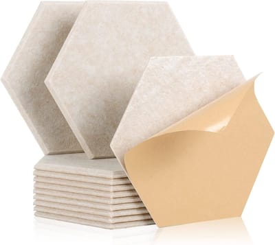 12 Stuks Zelfklevende Hexagon Akoestische Panelen voor Geluidsisolatie - Ideaal voor Studio, Kantoor en Wanddecoratie
