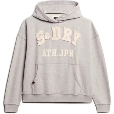 Superdry Athletic Essentials Oversized Hoodie met Applicatie Grijs Grootte: 40