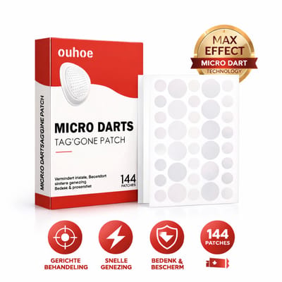 OUHOE Microdarts Tag'Gone Patch – Snelle & Pijnloze Verwijdering van Skin Tags-Acne & Puist Patch – Puistjes Verwijderen & Hydratatie – Tea Tree & Calendula – Anti-Bacterieel & Kalmerend – Beschermende Hydrocolloïde Pleisters (144 stuks)