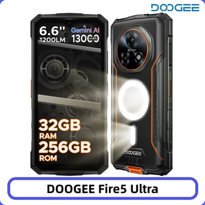 DOOGEE Fire 5 Ultra Robuuste Telefoon 36GB 128GB 13000mAh Batterij Helio G81 6.6'' HD+ Scherm 48MP Camera NFC Dubbele Campinglampjes Android 16 Smartphone