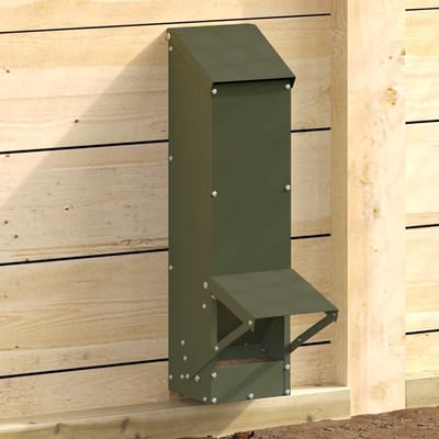 vidaXL - Kippenvoerbak - Olijf - Groen - 13 - x - 12 - x - 51 - cm - Koudgewalst - Staal