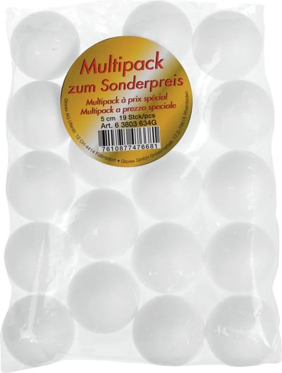 Piepschuim hobby knutselen vormen/figuren - 19x stuks - ronde ballen/bollen van dia 5 cm