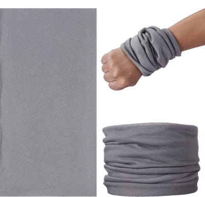 Fako Fashion - Colsjaal - Gezichtsmasker - Bandana - Nekwarmer - Sjaal - Col - Microfiber Faceshield - Uni - Grijs