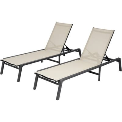 VEVOR Ligstoel, draagvermogen 181,44 kg, opvouwbare aluminium relaxstoel, set van 2, tuinligstoel met 5 verstelbare standen, strandligstoel voor buiten, zwembad, strand, terras, patio en gazon