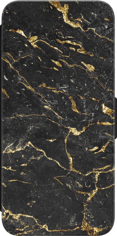 Leuke Telefoonhoesjes - Hoesje geschikt voor Samsung Galaxy S23 bookcase leer - Marmer zwart goud - Marmer zwart goud - Wallet Case met pasjeshouder - Marmer - Zwart, Goud