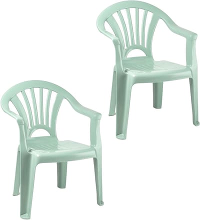 Trendoz Kinderstoel - 2x - kunststof - mintgroen - 35 x 28 x 50 cm - tuin/camping/slaapkamer