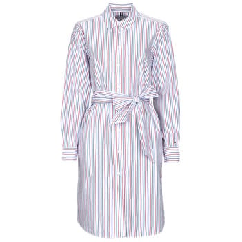 Korte Jurk Tommy Hilfiger ORG CO GBL STP KNEE SHIRT DRESS