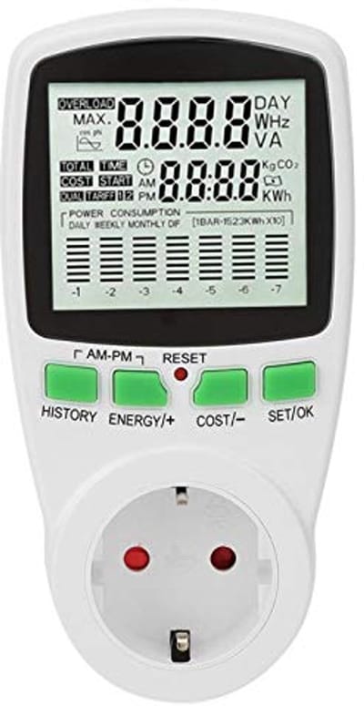 Slimme Energiemeter Stroomverbruik Meten kWh & Kosten EU Stekker