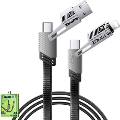 Remax RC-C189 USB Kabel Apple/Android - 2in1 - 65W - 1m - Zwart