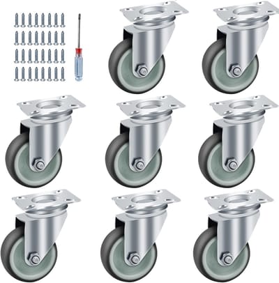 MTTproducts- Meubelwielen Heavy Duty - Zwenkwielen - Rubber Wielen - Transportwielen - Laadcapaciteit 50 kg - Galvaniseerd Staal