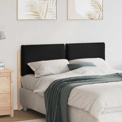vidaXL - Gestoffeerd - hoofdbord - met - hoofdeinde - Natuurlijk - en - zwart - 160 - cm